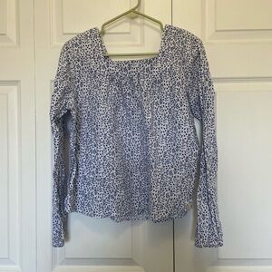 Old Ranch Blue Floral Long-Sleeve Square Neck Top- Medium